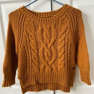 Roots knit 3/4 sleeve cropped sweater